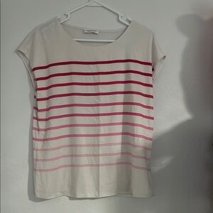 Caslon Women's Striped Top - White and Pink